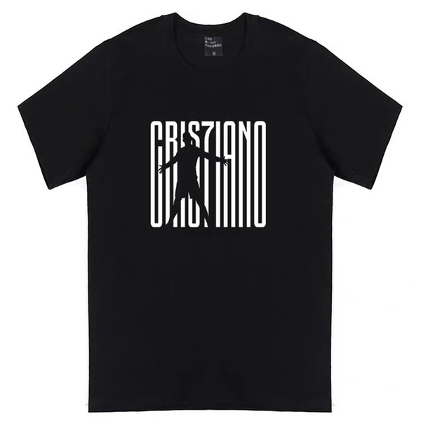 Black 2019 RONALDO T-shirt Soccer Jersey Men CR7 Fans Tops Street Wear Football Fan Tee Soccer Shirt Maillot de foot