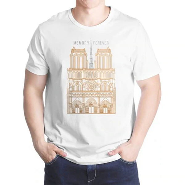 DIY Notre Dame de Paris Men T-shirt Short-sleeve for Memorial Notre Dame