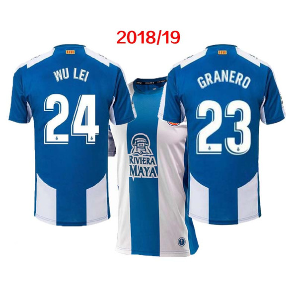 Top Thailand QualityA+++ 2018/19 La Liga RCD Espanyol jersey home IGIESIAS football shirt P.PIATTI BAPTISTAO WU LEI Spanish soccer jersey