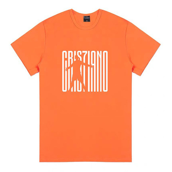 Orange 2019 RONALDO T-shirt Soccer Jersey Men CR7 Fans Tops Street Wear Football Fan Tee Soccer Shirt Maillot de foot