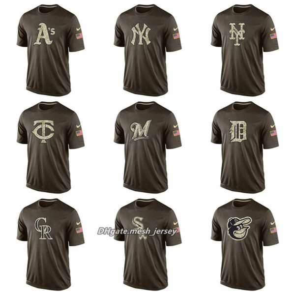 Men Orioles White Sox Rockies Tigers Brewers Twins Mets Yankees Athletics Salute To Service T-Shirt