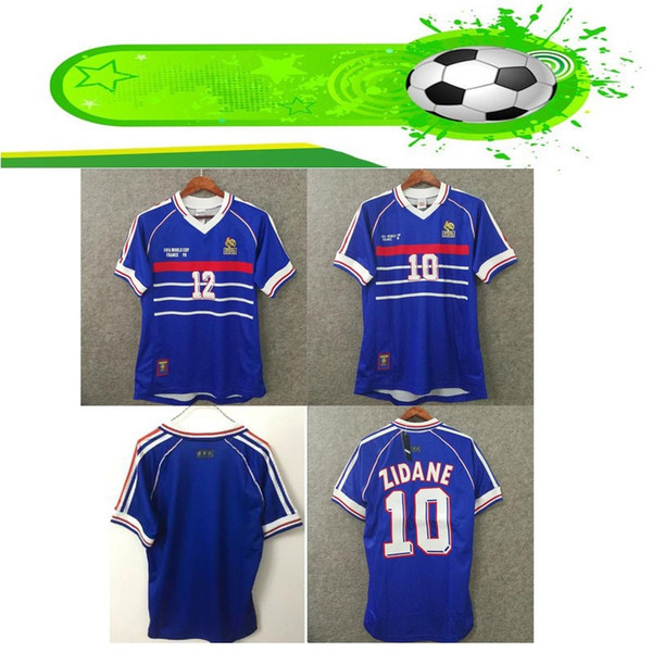 1998 FRANCE world cup champions RETRO VINTAGE ZIDANE HENRY MAILLOT DE FOOT Thailand Quality soccer jerseys uniforms Football Jerseys shirt