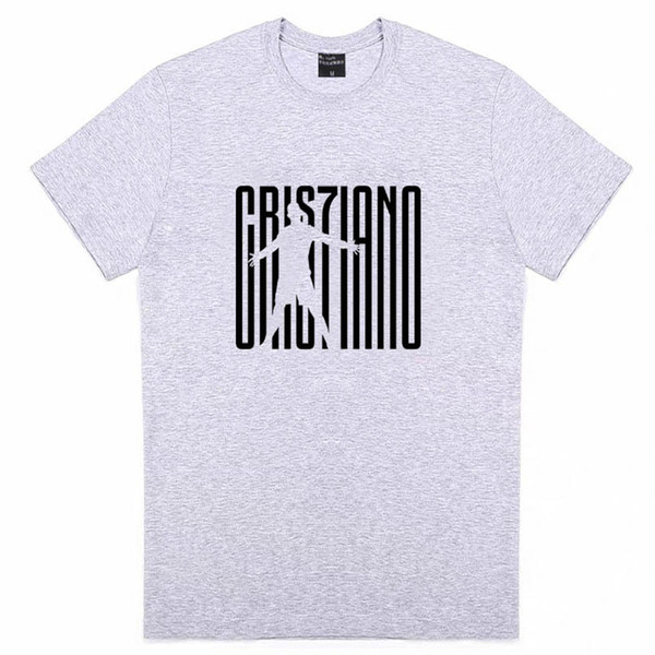 Gray 2019 RONALDO T-shirt Soccer Jersey Men CR7 Fans Tops Street Wear Football Fan Tee Soccer Shirt Maillot de foot