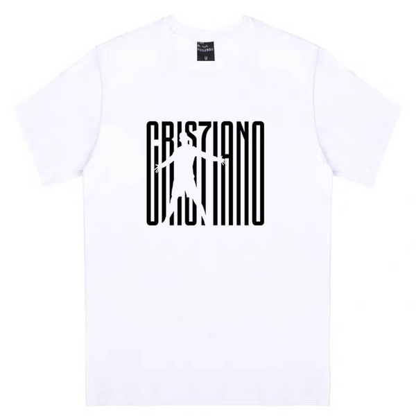 White 2019 RONALDO T-shirt Soccer Jersey Men CR7 Fans Tops Street Wear Football Fan Tee Soccer Shirt Maillot de foot