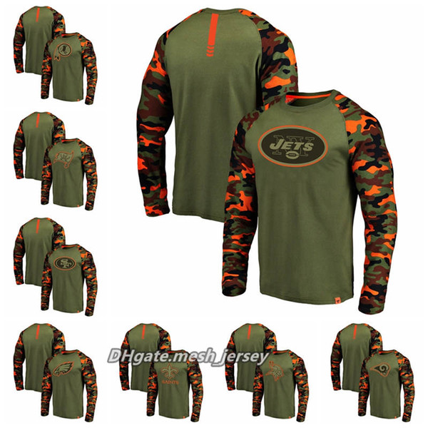 Men Redskins Buccaneers 49ers Eagles Jets Saints Vikings Rams ProLineby Fanatics Branded Olive Camo Recon Raglan Long Sleeve T-Shirt