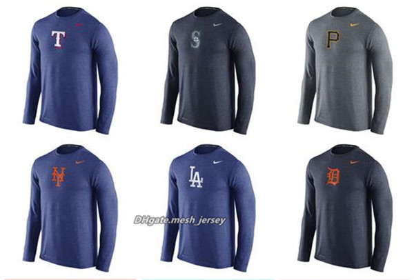 Men Women Youth Mariners Pirates Mets LA Dodgers Tigers Rangers Stadium Dri-FITT ouch Long Sleeve tshirt Top