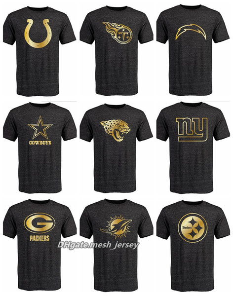 Cowboys Steelers Jaguars Titans Giants Cardinals Chargers Dolphins Packers Colts ProLine Black Gold Collection Tri-Blend T-Shirt