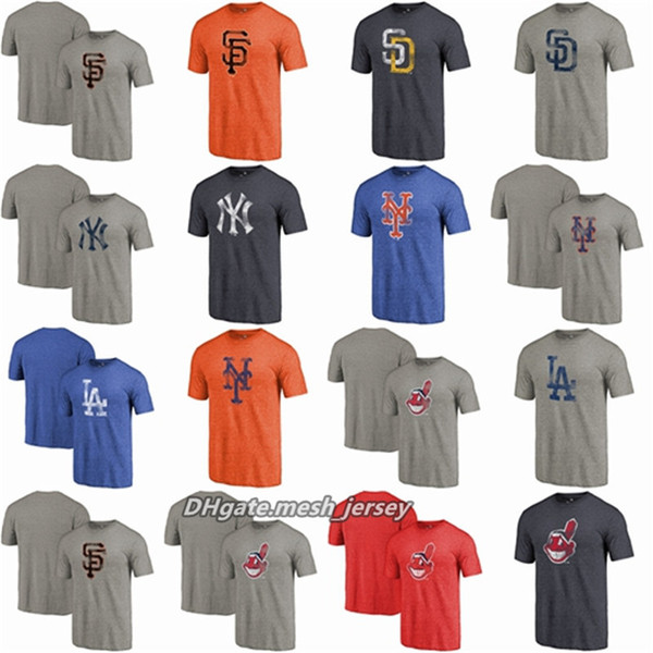 Men Women Youth Giants Padres Yankees Mets Dodgers Indians Distressed Team Tri-Blend T-Shirt