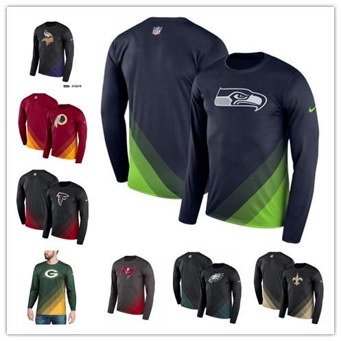 Men's Seahawks Redskins Falcons Packers Saints Vikings Eagles Buccaneers Gray Sideline Legend Prism Performance Long Sleeve T-Shirt