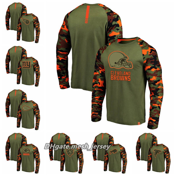 Men Titans Giants Chiefs Packers Browns Bears Bills Falcons ProLineby Fanatics Branded Olive Camo Recon Raglan Long Sleeve T-Shirt