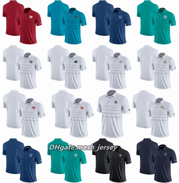 Men Saints Giants Panthers Dolphins Buccaneers Colts Bengals Broncos Early Season Polo Shirt White Black Green Blue Red