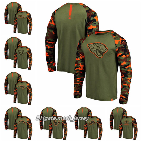 Men Redskins Seahawks Patriots Chargers Jaguars Texans Lions Cowboys ProLineby Fanatics Branded Olive Camo Recon Raglan Long Sleeve T-Shirt