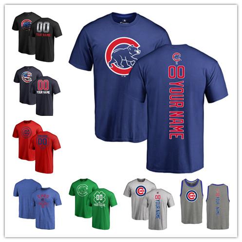 2019 Custom Men's women Youth CHI Cubs Baseball T Shirt Personalized Name and Number Banner Wave Baseball Tri-Blend Tank Top Jerseys