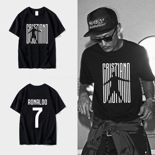 New 2019 RONALDO T-shirt Soccer Jersey Men CR7 Fans Tops Street Wear Football Fan Tee Soccer Shirt Maillot de foot