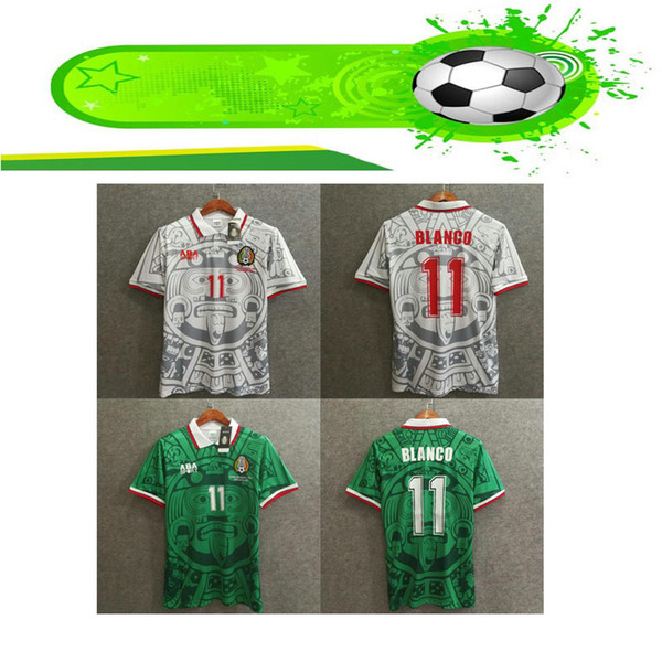 1998 MEXICO RETRO VINTAGE BLANCO soccer jerseys uniforms Football Jerseys BLANCO shirt Embroidery Logo camiseta futbol