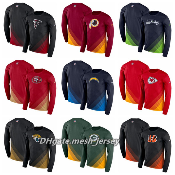 Men 49ers Chargers Jaguars Packers Bengals Falcons Redskins Seahawks Chiefs Side line Legend Prism Performance Long Sleeve T-Shirt