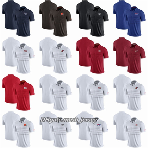 Men Browns Chiefs Raiders Titans Bills Seahawks 49ers Cardinals Early Season Polo Shirt White Black Red Blue