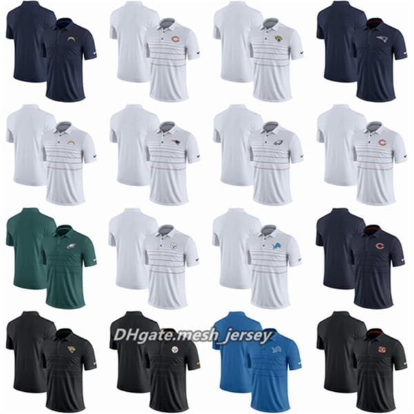 Men Bengals Patriots Eagles Chargers Bears Jaguars Steelers Lions Early Season Polo Shirt White Black Green Blue