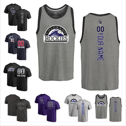 Rockies Custom Men's women Youth Rockies Baseball T Shirt Personalized Name and Number Baseball T-Shirt Tri-Blend Tank Top Jerseys