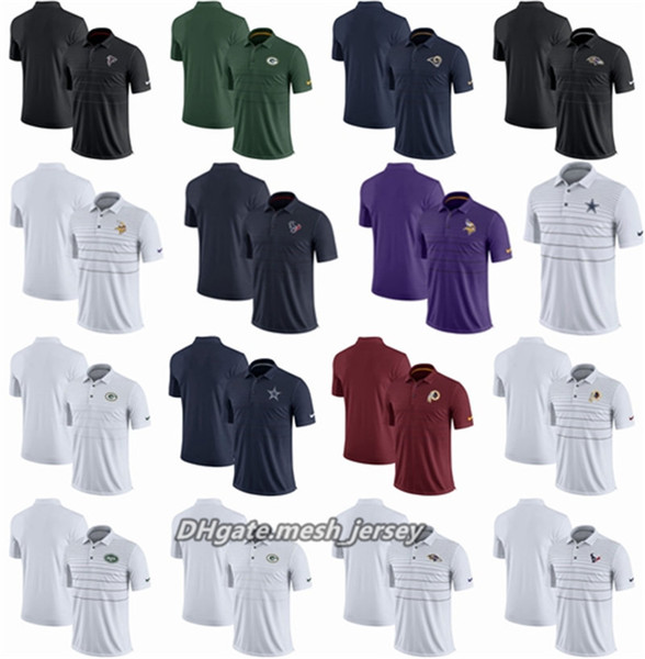 Men Cowboys Jets Packers Falcons Ravens Redskins Texans Rams Vikings Early Season Polo Shirt White Black Green Red