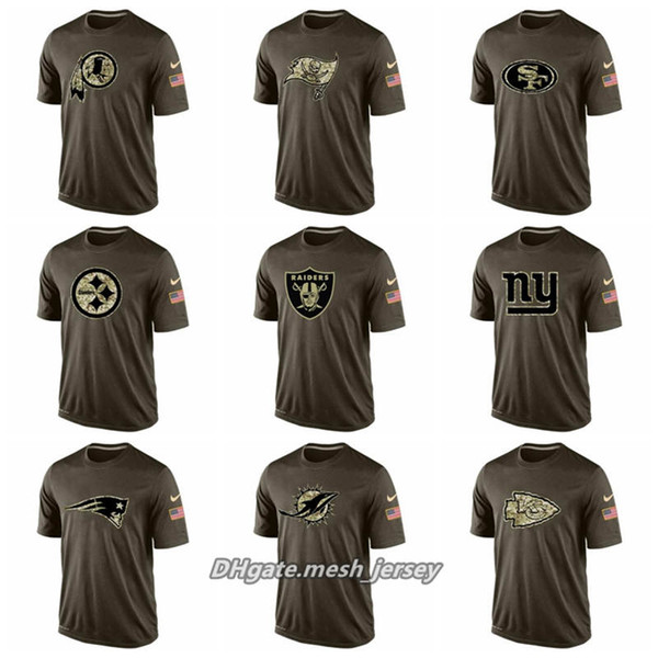 Men Redskins Buccaneers 49ers Steelers Raiders Giants Patriots Dolphins Chiefs Salute To Service T-Shirt