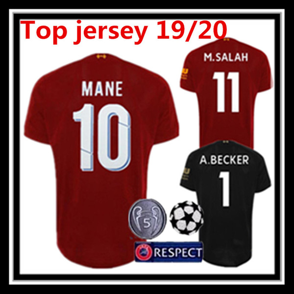 Free shipping 2019 2020 Salah home Soccer Jersey 19 20 mens MANE Football shirt KEITA FIRMINO ALISSON BECKER jersey