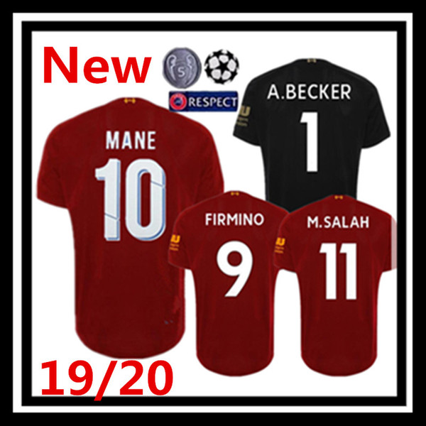 Free shipping home Salah home Soccer Jersey 19 20 mens MANE Football shirt KEITA FIRMINO ALISSON BECKER goalkeeper jersey