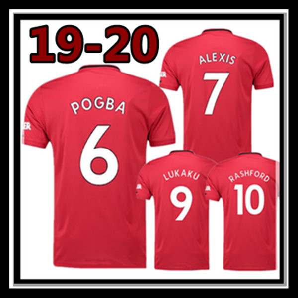 Free shipping top quality Manchester united home Soccer Jersey 19 20 pogba alexis RASHFORD men 2019 2020 lukaku Football shirt