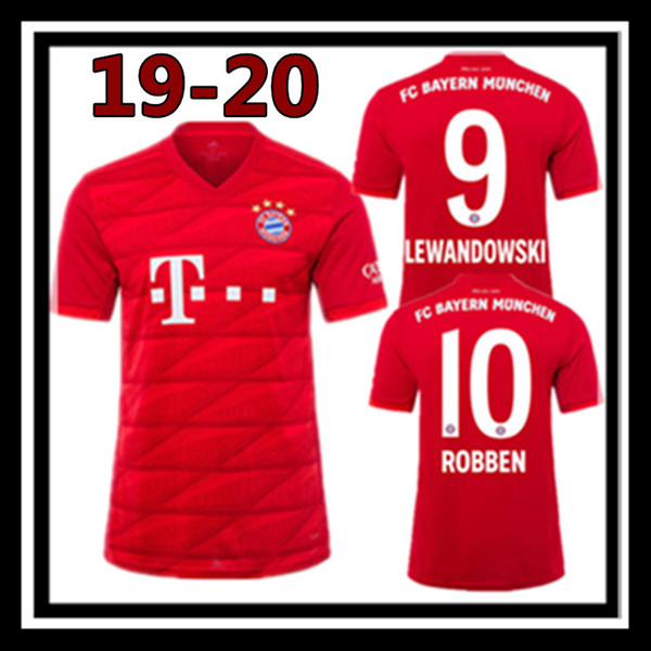 Free shipping top quality Bayern Munich home Soccer Jersey 19 20 LEWANDOWSKI MULLER men 2019 2020 ROBBEN VIDAL HUMMELS Football shirt