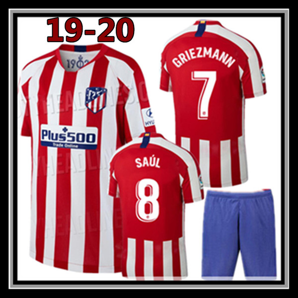 Free shipping top quality home Atletico Madrid Soccer Jersey 19 20 KOKE GRIEZMANN SAUL camiseta de fútbol DIEGO COSTA men Football shirt