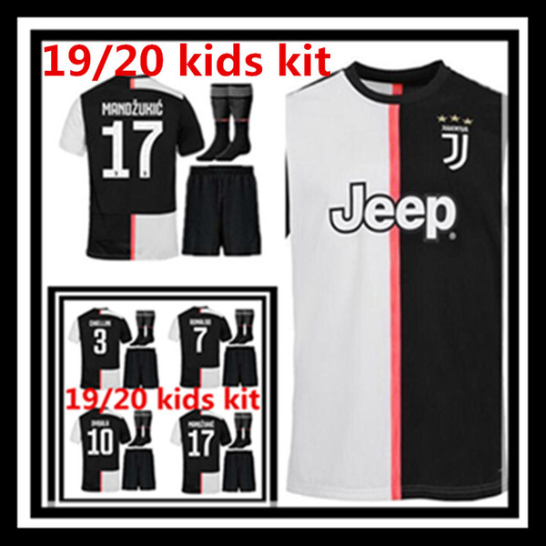 Free shipping 2019 2020 Juventus children Ronaldo DYBALA PJANIC COSTA soccer jersey socks camisetas de 19 20 MANDZUKIC kids football shirt