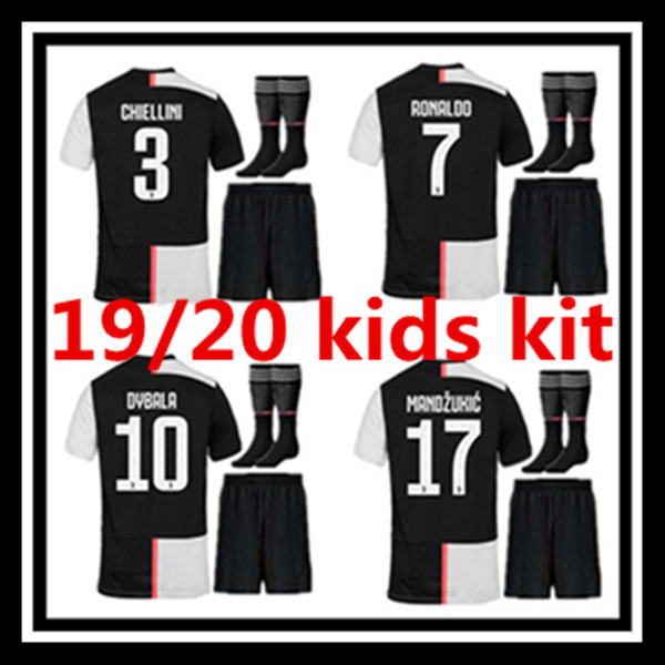 Free shipping 2019 2020 Juventus children Ronaldo DYBALA PJANIC COSTA soccer jersey socks camisetas de futbol MANDZUKIC kids football shirt