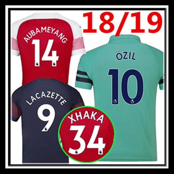 Free shipping fast Thailand AUBAMEYANG LACAZETTE soccer jersey mens 18 19 camisa de futebol TOP quality XHAKA OZIL football shirt