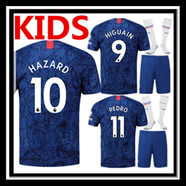 Free shipping 2019 2020 HAZARD JORGINHO PULISIC children soccer jersey socks camisetas de futbol kids HIGUAIN GIROUD KANTE football shirt