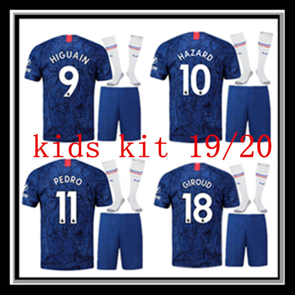 Free shipping fast HAZARD JORGINHO PULISIC children soccer jersey socks camisetas de futbol kids HIGUAIN GIROUD KANTE 19 20 football shirt