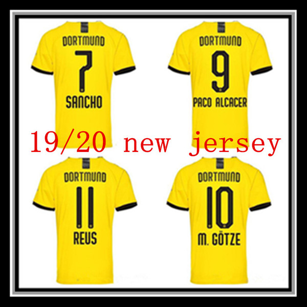 Free shipping fast Borussia Dortmund soccer jersey 19 20 PHILIPP GOTZE REUS PULISIC WITSEL camisa de futebol TOP quality mens football shirt