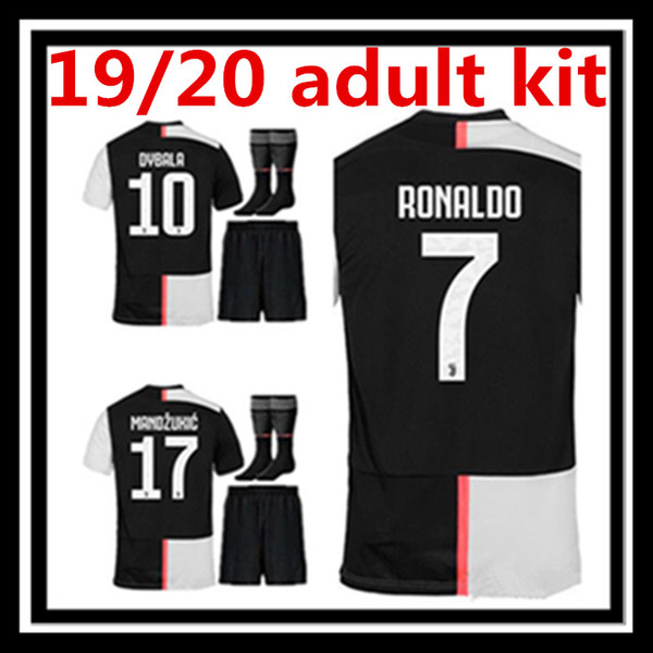 Free shipping 19 20 Juventus RONALDO FANS Soccer Jersey adult kit socks JUVE DYBALA camisa de futebol maillot de football Shirt