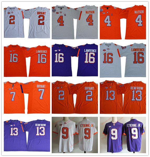 2018 Clemson Tigers 16 Trevor Lawrence 4 Deshaun Watson 2 Kelly Bryant 9 Travis Etienne Jr. 13 Hunter Renfrow 7 Austin Bryant NCAA jerseys