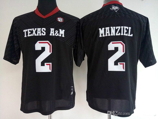 man #2 Johnny Manziel Red white black College Texas A&M Aggies Football Jerseys