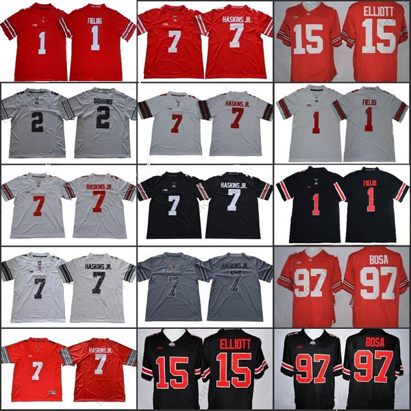 2019 Ohio State Buckeyes jersey 1 Justin Fields 2 JK Dobbins 7 Dwayne Haskins Jr. 97 Nick Bosa 15 Elliott NCAA college football uniform