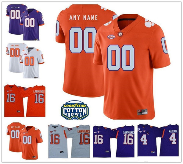 2019 Customized Clemson Tigers college football jerseys specially made custom personalized any name number white blue orange ncaa uniform