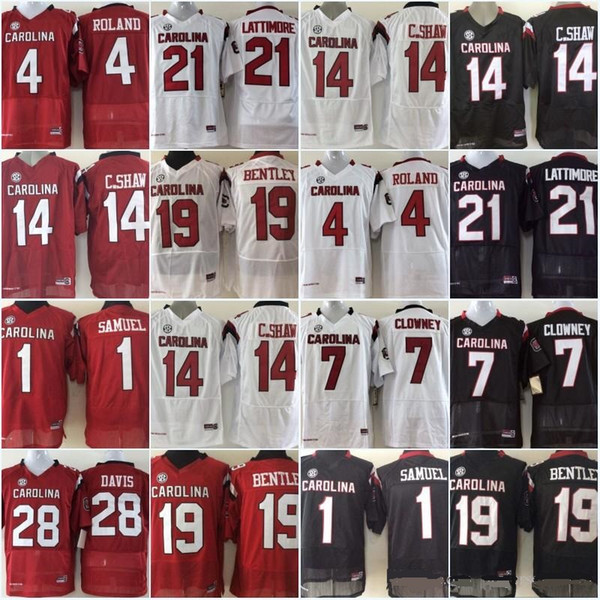 NCAA South Carolina Gamecock College jerseys1 Deebo Samuel 19 Jake Bentley 7 Jadeveon Clowney 14 Connor Shaw University Stiched uniform