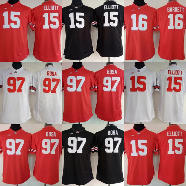 NCAA Womens Ohio State Buckeyes College Jerseys #15 Ezekiel Elliott 97 Nick Bosa 16 JT Barrett College Football Jerseys Red White Black