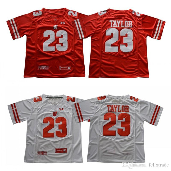 Wisconsin Badgers 23 Jonathan Taylor NCAA College Football Jerseys Shirt Double Stiched IN STOCK