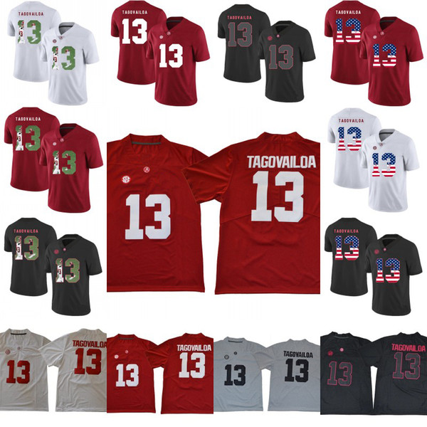 Mens Women Youth 13 Tua Tagovailoa Alabama Crimson Tide NCAA College Football Jerseys Double Stiched printing Fashion Red White Black