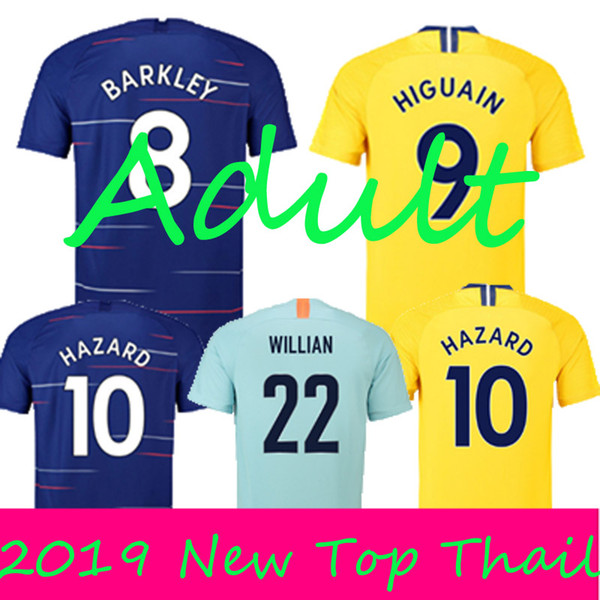 2019 Top Thail 7 KANTE 8 BARKLEY 10 HAZARD 9 HIGUAIN 22 WILLIAN Football Shirts 5 JORGINHO 9 HIGUAIN 3 MARCOSA