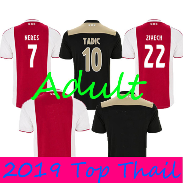 2019 Football Jersey 10 TADIC 21 DE JONG 22 ZIYECH 20 SCHONE 7 NERES Sports Shirts 14 CRUYFF 25 DOLBERG 6 VAN DE BEEK