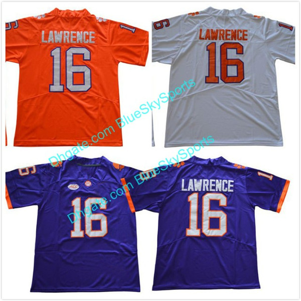 2018 Clemson Tigers #16 Trevor Lawrence Jersey White Purple Orange Vapor Limited College Men's Football Jersey