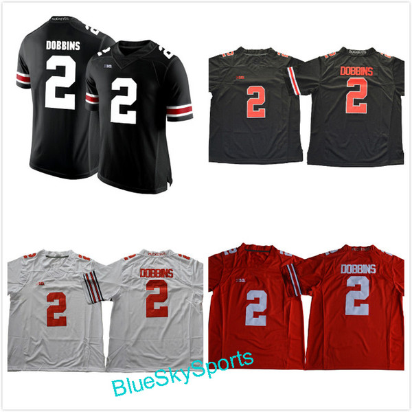 2017 Ohio State Buckeyes #2 J.K. Dobbins Jersey White Black Red Blackout Limited College Football Jerseys Size S-XXXL