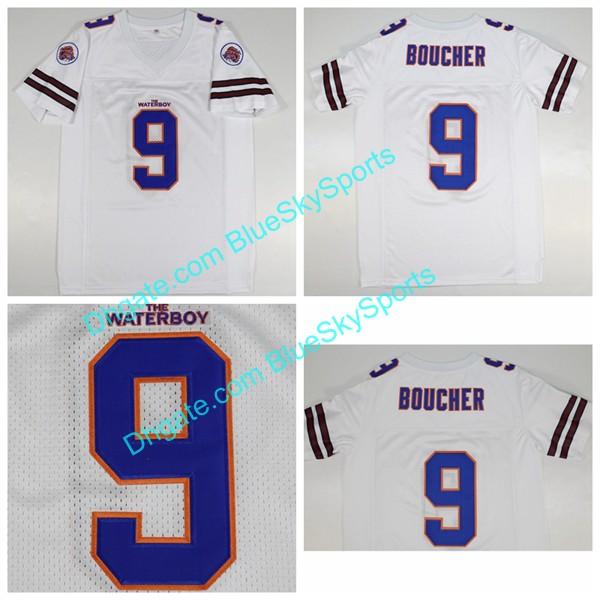 Men's Bobby Boucher Jersey #9 White Orange The Waterboy Mud 1998 Dogs Movie Football Jerseys Size M-3XL